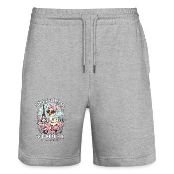 Lustiges Silly Goose Summer Frankreich Paris Reise - Stanley/Stella Unisex Bio Joggingshorts Trainer  - Grau meliert - Vorne - Nik (191cm) & Marisol (170cm)