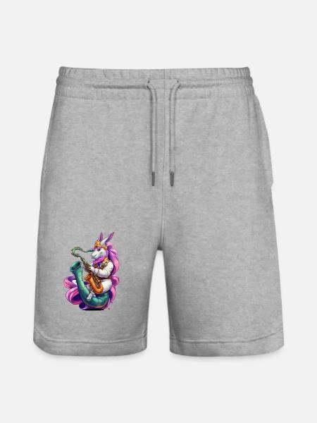 Sparkling Unicorn Saxophone - Stanley/Stella Trainer Unisex Organic Jogging Shorts - heather grey
