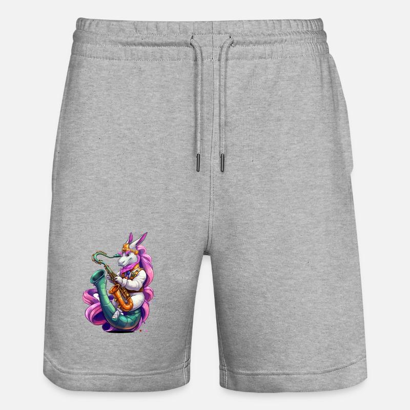 Funkelndes Einhorn Saxophon - Stanley/Stella Unisex Bio Joggingshorts Trainer  - Grau meliert