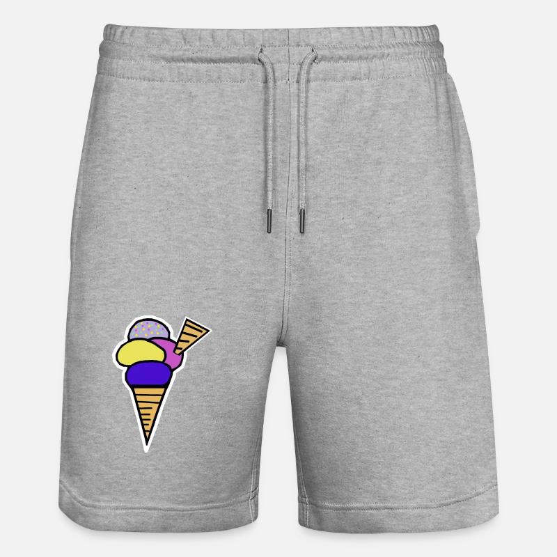 Eiswaffel Eiscreme Eis Kinder Retro - Stanley/Stella Trainer Unisex Organic Jogging Shorts - heather grey