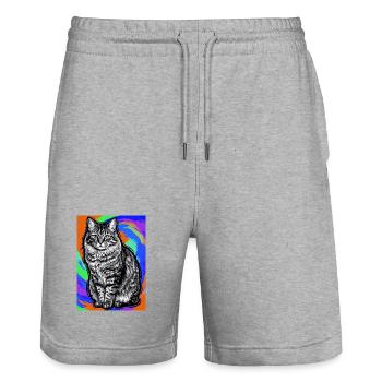 chat - Short de jogging bio TRAINER Stanley/Stella unisexe - gris chiné - Devant - Nik (191cm) & Marisol (170cm)