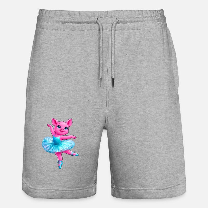 Cochon ballerine néon Animal dansant mignon - Short de jogging bio TRAINER Stanley/Stella unisexe - gris chiné