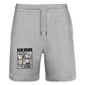 Kein Drama Lama entspannt Leben - Stanley/Stella Unisex Bio Joggingshorts Trainer  - Grau meliert - Vorne - Nik (191cm) & Marisol (170cm)