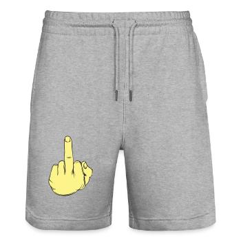 Stinkefinger Illustration - Stanley/Stella Unisex Bio Joggingshorts Trainer  - Grau meliert - Vorne - Nik (191cm) & Marisol (170cm)