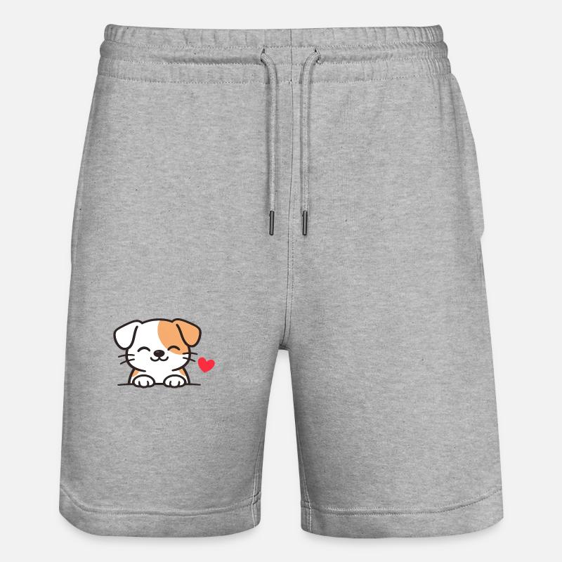 Un chien doux avec du cœur - Short de jogging bio TRAINER Stanley/Stella unisexe - gris chiné
