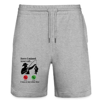 Les appels de pêche au pêcheur rétro vintage disent design - Short de jogging bio TRAINER Stanley/Stella unisexe - gris chiné - Devant - Nik (191cm) & Marisol (170cm)