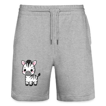 Niedliches kawaii Zebra Geschenk  - Stanley/Stella Unisex Bio Joggingshorts Trainer  - Grau meliert - Vorne - Nik (191cm) & Marisol (170cm)