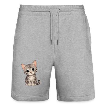 Cher chaton - Short de jogging bio TRAINER Stanley/Stella unisexe - gris chiné - Devant - Nik (191cm) & Marisol (170cm)