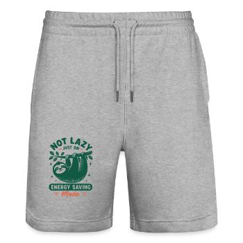 Not Lazy Energy Saving Mode - Stanley/Stella Trainer Unisex Organic Jogging Shorts - heather grey - Front - Nik (191cm) & Marisol (170cm)