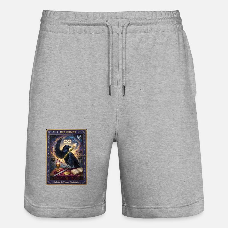 Krähe, der Magier - Stanley/Stella Unisex Bio Joggingshorts Trainer  - Grau meliert