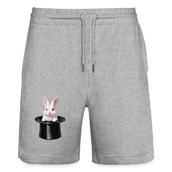 Rabbit out of magic hat - Stanley/Stella Trainer Unisex Organic Jogging Shorts - heather grey - Front - Nik (191cm) & Marisol (170cm)