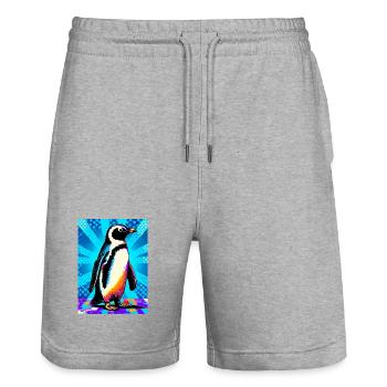 pingouin - Short de jogging bio TRAINER Stanley/Stella unisexe - gris chiné - Devant - Nik (191cm) & Marisol (170cm)