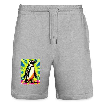 pingouin - Short de jogging bio TRAINER Stanley/Stella unisexe - gris chiné - Devant - Nik (191cm) & Marisol (170cm)