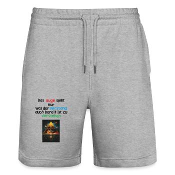 Das_Auge - Stanley/Stella Unisex Bio Joggingshorts Trainer  - Grau meliert - Vorne - Nik (191cm) & Marisol (170cm)