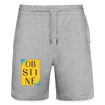 Stur im gelben Kontrast - Stanley/Stella Unisex Bio Joggingshorts Trainer  - Grau meliert - Vorne - Nik (191cm) & Marisol (170cm)