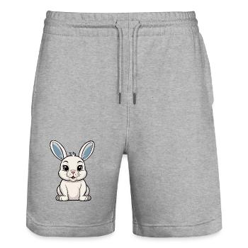 Lapin blanc - Short de jogging bio TRAINER Stanley/Stella unisexe - gris chiné - Devant - Nik (191cm) & Marisol (170cm)