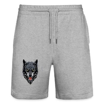 Aggressiver Wolf - Stanley/Stella Unisex Bio Joggingshorts Trainer  - Grau meliert - Vorne - Nik (191cm) & Marisol (170cm)