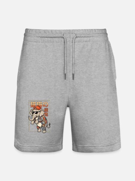Japanischer Elefant - Stanley/Stella Unisex Bio Joggingshorts Trainer - Grau meliert