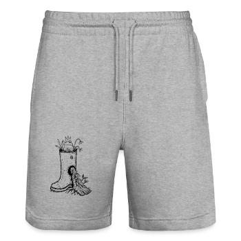 Frog King Rubber Boot Ink Drawing - Stanley/Stella Trainer Unisex Organic Jogging Shorts - heather grey - Front - Nik (191cm) & Marisol (170cm)