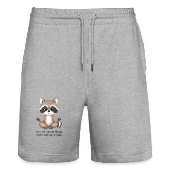 Lehrerhumor Waschbär Meditation Waschbärenklasse - Stanley/Stella Unisex Bio Joggingshorts Trainer  - Grau meliert - Vorne - Nik (191cm) & Marisol (170cm)
