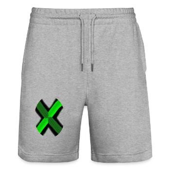 Neon X Pattern Green Black - Stanley/Stella Trainer Unisex Organic Jogging Shorts - heather grey - Front - Nik (191cm) & Marisol (170cm)