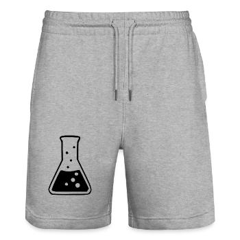 Chemie_Symbol_schwarzweiss_Wissenschaft_science - Stanley/Stella Trainer Unisex Organic Jogging Shorts - heather grey - Front - Nik (191cm) & Marisol (170cm)