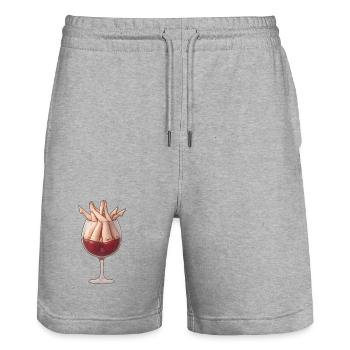 Pieds fantaisistes de verre à vin - Short de jogging bio TRAINER Stanley/Stella unisexe - gris chiné - Devant - Nik (191cm) & Marisol (170cm)