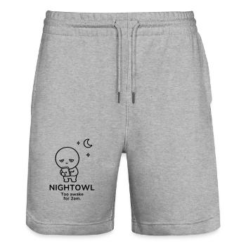 Nightowl – Too Awake | Late Night Mood - Stanley/Stella Trainer Unisex Organic Jogging Shorts - heather grey - Front - Nik (191cm) & Marisol (170cm)