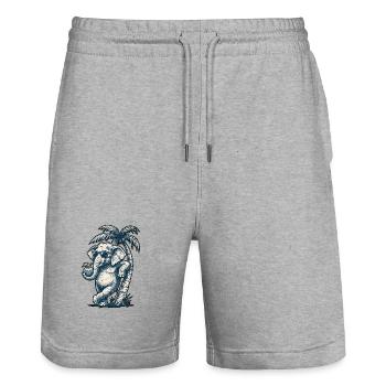 Cool Elefant Eis - Stanley/Stella Unisex Bio Joggingshorts Trainer  - Grau meliert - Vorne - Nik (191cm) & Marisol (170cm)