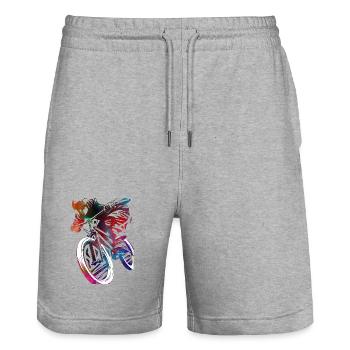 A colorful bicycle in abstraction - Stanley/Stella Trainer Unisex Organic Jogging Shorts - heather grey - Front - Nik (191cm) & Marisol (170cm)