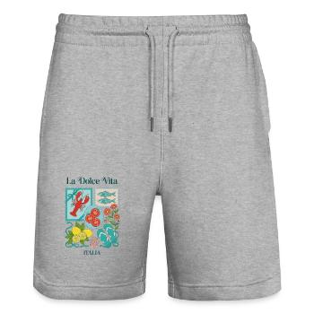 La Dolce Vita Küstenzauber - Stanley/Stella Unisex Bio Joggingshorts Trainer  - Grau meliert - Vorne - Nik (191cm) & Marisol (170cm)