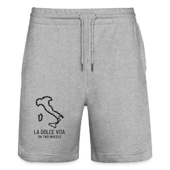 Italy Cycling Dolce Vita Shirt - Stanley/Stella Trainer Unisex Organic Jogging Shorts - heather grey - Front - Nik (191cm) & Marisol (170cm)