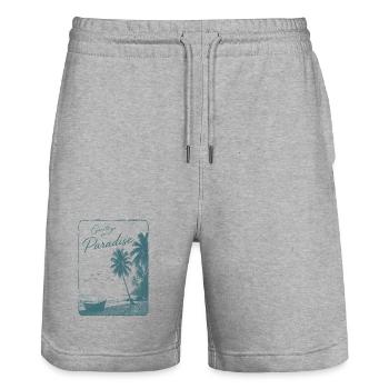 Grüße aus Retro Paradise - Stanley/Stella Unisex Bio Joggingshorts Trainer  - Grau meliert - Vorne - Nik (191cm) & Marisol (170cm)