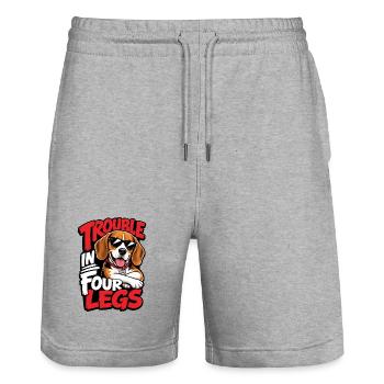 Beagle - Stanley/Stella Unisex Bio Joggingshorts Trainer  - Grau meliert - Vorne - Nik (191cm) & Marisol (170cm)