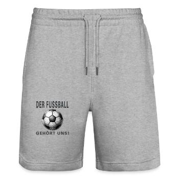 Der Fussball gehört uns - Stanley/Stella Unisex Bio Joggingshorts Trainer  - Grau meliert - Vorne - Nik (191cm) & Marisol (170cm)