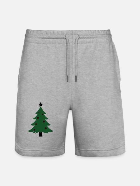 Minimal Green Christmas Tree - Stanley/Stella Trainer Unisex Organic Jogging Shorts - heather grey