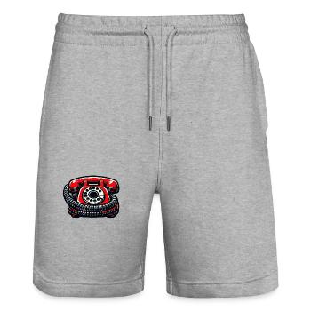 Roter Retro Telefon Illustration - Stanley/Stella Unisex Bio Joggingshorts Trainer  - Grau meliert - Vorne - Nik (191cm) & Marisol (170cm)