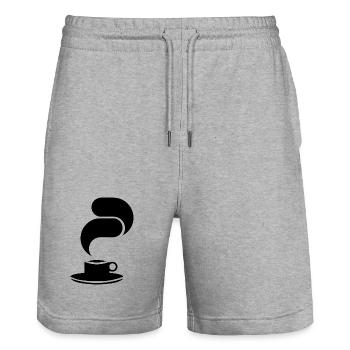 Black Coffee Mug – Minimalist Illustration - Stanley/Stella Trainer Unisex Organic Jogging Shorts - heather grey - Front - Nik (191cm) & Marisol (170cm)