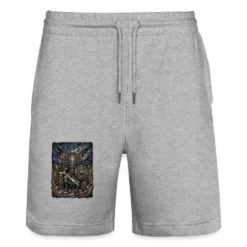Freya Warrior Teutons - Stanley/Stella Trainer Unisex Organic Jogging Shorts - heather grey - Front - Nik (191cm) & Marisol (170cm)