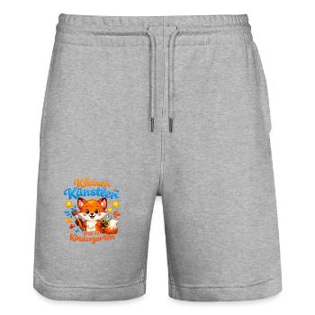 Kleiner Künstler im Kindergarten - Stanley/Stella Unisex Bio Joggingshorts Trainer  - Grau meliert - Vorne - Nik (191cm) & Marisol (170cm)
