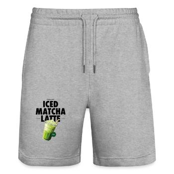 Le Matcha - Short de jogging bio TRAINER Stanley/Stella unisexe - gris chiné - Devant - Nik (191cm) & Marisol (170cm)