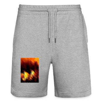 Fire Circle Wave Pattern - Stanley/Stella Trainer Unisex Organic Jogging Shorts - heather grey - Front - Nik (191cm) & Marisol (170cm)