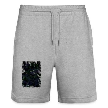 Neon Fog Swirl Pattern - Stanley/Stella Trainer Unisex Organic Jogging Shorts - heather grey - Front - Nik (191cm) & Marisol (170cm)