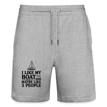 I Like My Boat And Maybe Like 3 People - Stanley/Stella Trainer Unisex Organic Jogging Shorts - heather grey - Front - Nik (191cm) & Marisol (170cm)