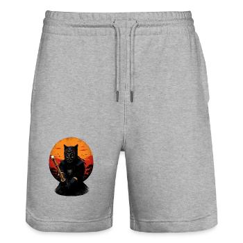 SPORTS-KENDO Karate Judo Akido Martial Arts Kendo - Stanley/Stella Trainer Unisex Organic Jogging Shorts - heather grey - Front - Nik (191cm) & Marisol (170cm)