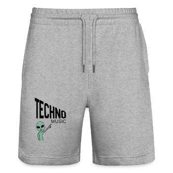 Green Alien Pointer - Stanley/Stella Trainer Unisex Organic Jogging Shorts - heather grey - Front - Nik (191cm) & Marisol (170cm)