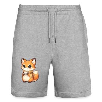 Kuschelfuchs mit Tee und Schal - Stanley/Stella Unisex Bio Joggingshorts Trainer  - Grau meliert - Vorne - Nik (191cm) & Marisol (170cm)