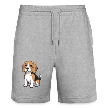 Beagle-Welpen-Hundeliebhaber - Stanley/Stella Unisex Bio Joggingshorts Trainer  - Grau meliert - Vorne - Nik (191cm) & Marisol (170cm)