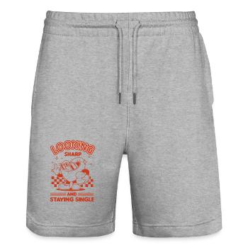 Staying Single - Stanley/Stella Trainer Unisex Organic Jogging Shorts - heather grey - Front - Nik (191cm) & Marisol (170cm)