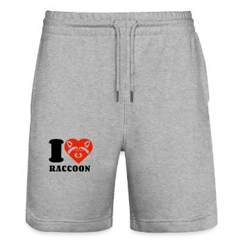 I Love Raccoon - Herz - Geschenk - Stanley/Stella Unisex Bio Joggingshorts Trainer  - Grau meliert - Vorne - Nik (191cm) & Marisol (170cm)